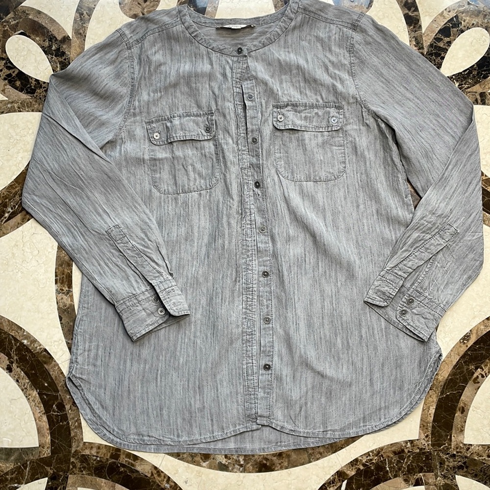 Ann Taylor Loft Denim Gray Shirt